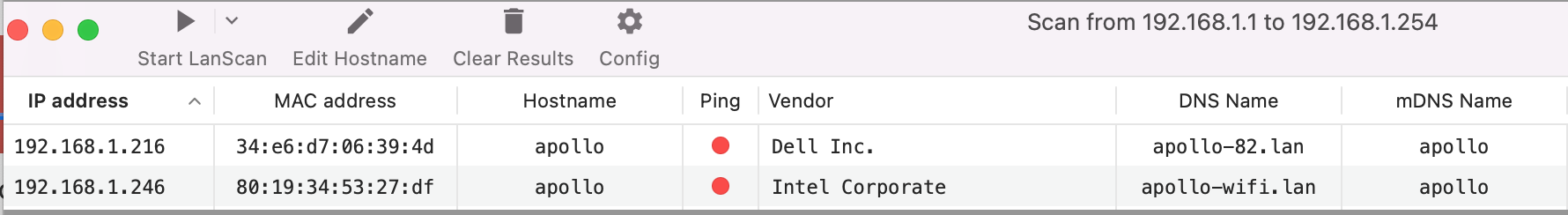 Apollo — dhclient eno1 result